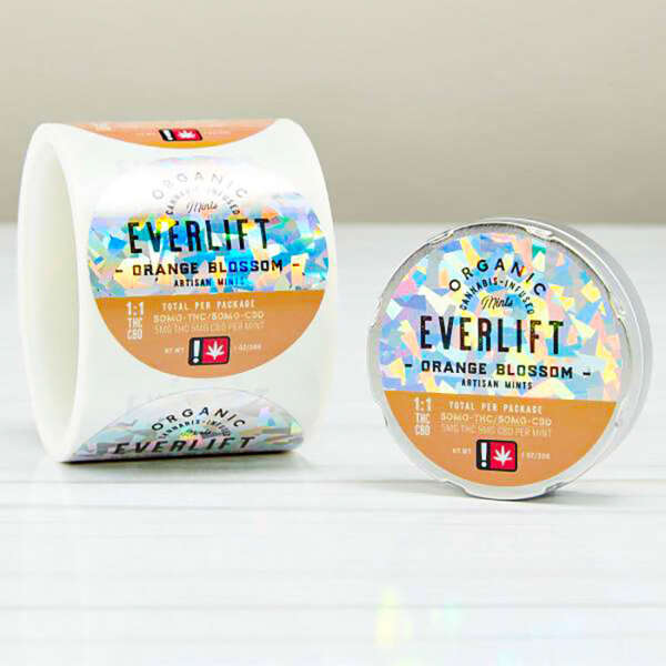 Hologram gold foil round logo stickers