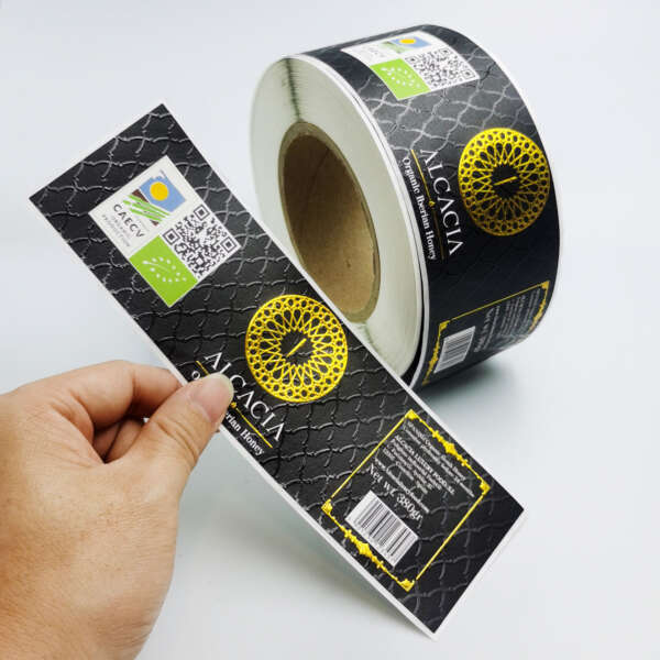 Biodegradable gold foil bottle labels