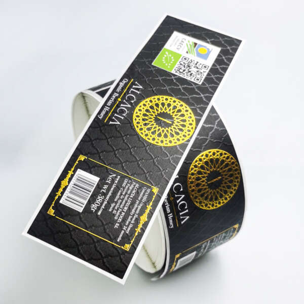 Biodegradable autocolante label for honey bottles