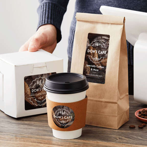 Waterproof coffee bag label with roast details