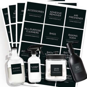 Refillable hand soap bottle labels for kitchen and bath