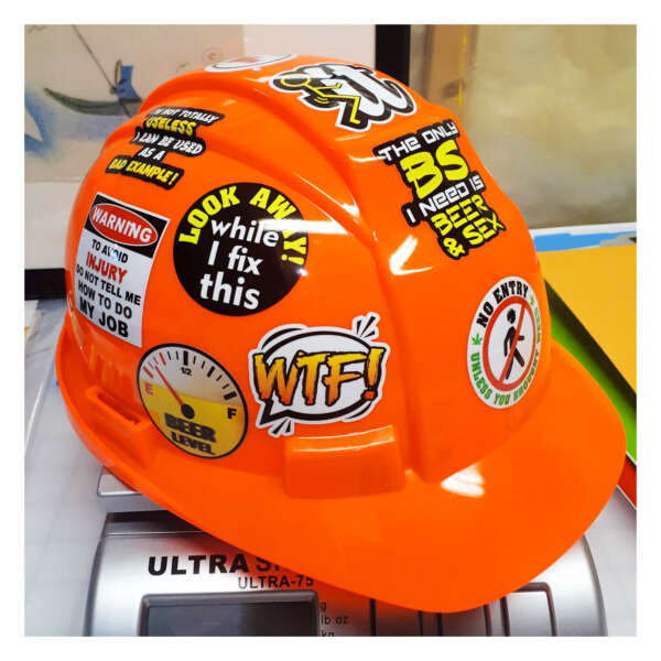 Die cut logo stickers for hard hats