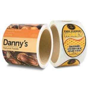 Strong adhesive packaging label for nut products