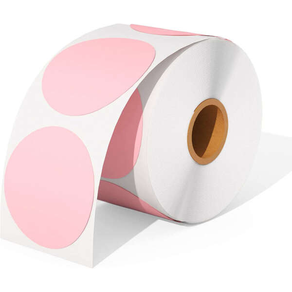 Pink circle sticker labels