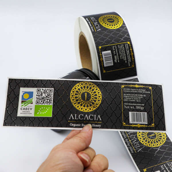 Premium packaging sticker with UV and foil detail