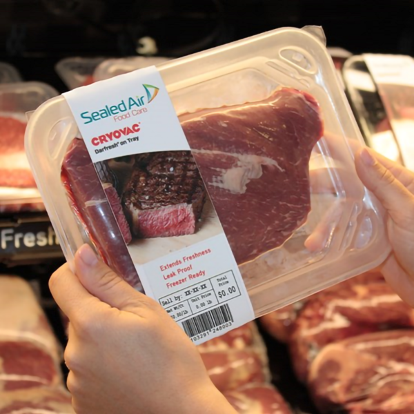 Frozen resistant adhesive labels for beef and meat packaging