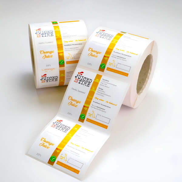 Custom color beverage stickers for plastic juice bottles