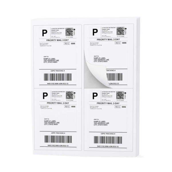 Adhesive barcode sticker paper sheets