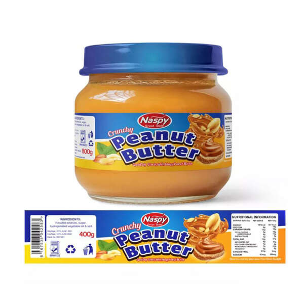 Peanut butter packaging label with ingredient panel