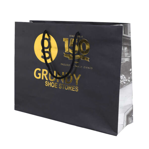 black thank you beauty gift paper bag with custom logo print view 6