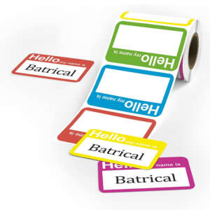 Writable waterproof name tag stickers