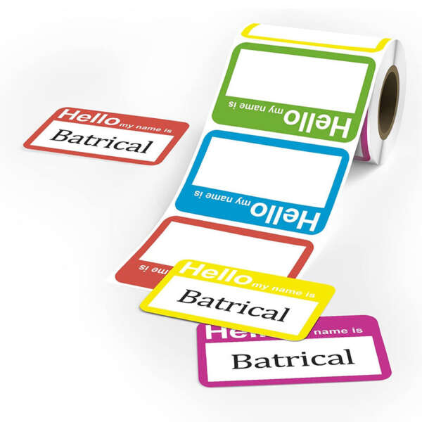 Writable waterproof name tag stickers