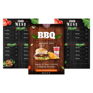Matte glossy trifold menu card design
