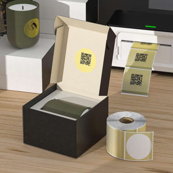 Gold transparent thermal labels for retail packaging