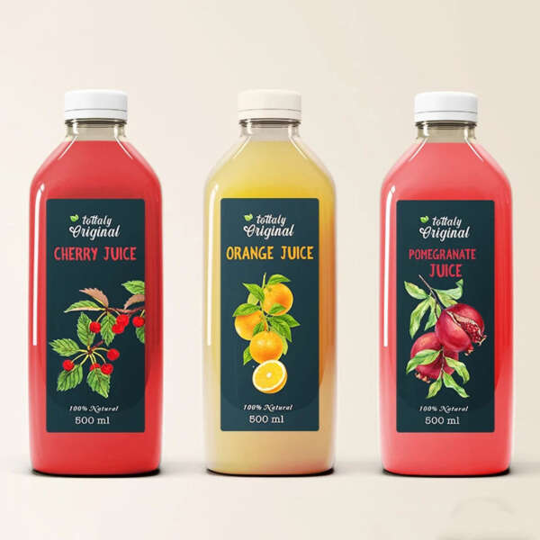 Custom printed juice bottle label with adhesive waterproof finish