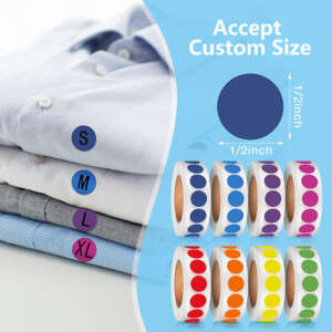 White green yellow pink red blue circle label stickers