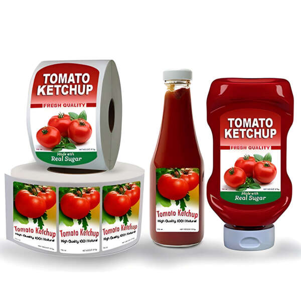 Self adhesive waterproof labels for sauce bottle packaging