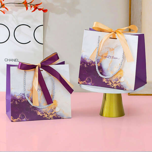 recyclable boutique jewelry gift shopping paper bag with logo view 2