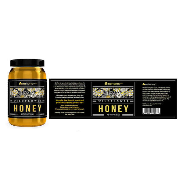 Own design honey jar label with waterproof finish