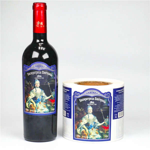luxury self adhesive textured paper 3D gold foil wine label front view