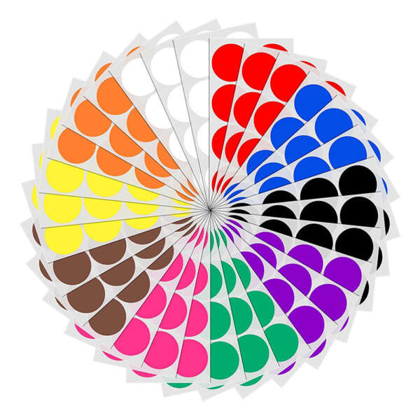 Adhesive dots sticker sheet with writable colorful labels