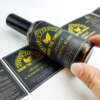 Hair care bottle label with gold foil logo