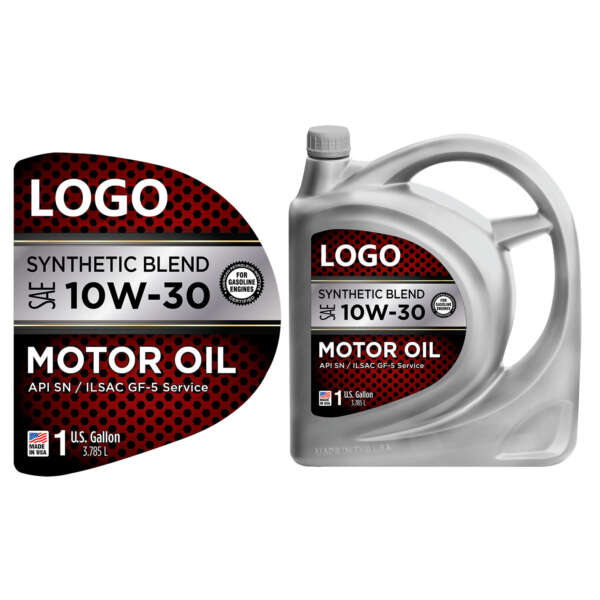 Die cut vinyl sticker for plastic oil bottle
