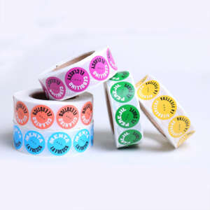 Synthetic paper round packaging labels with waterproof PVC vinyl