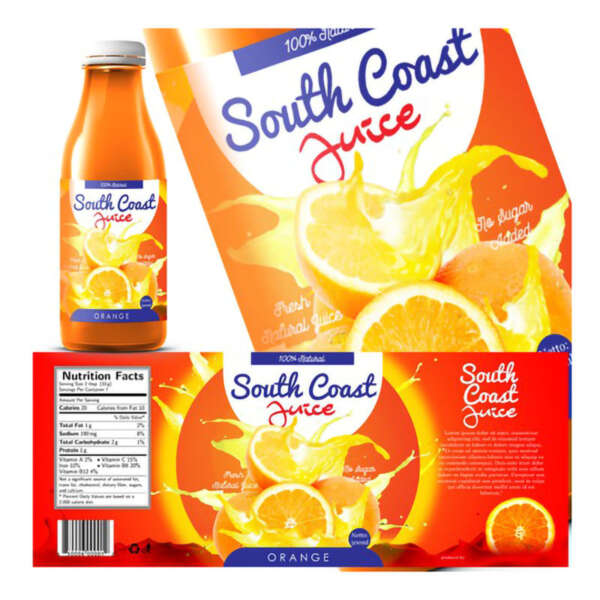 Custom mango juice label for empty plastic bottles