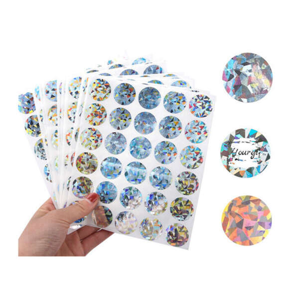 Rectangular holographic reveal label sticker