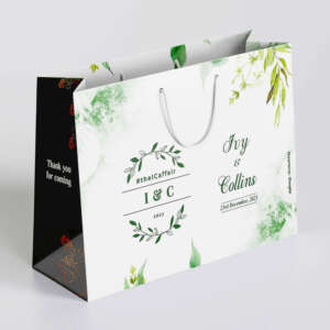 white black luxury jewelry shopping gift paper bag with handles view 2