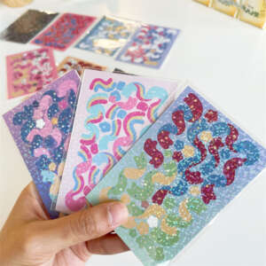 Clear vinyl glitter kiss cut sticker sheets