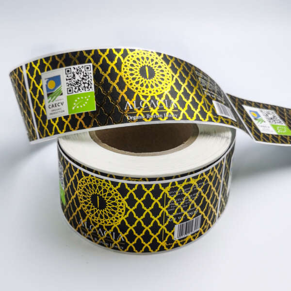 Embossed gold foil food label with QR code