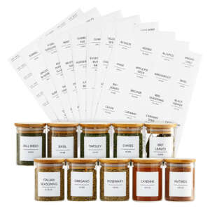 UV printed waterproof pantry and spice jar labels