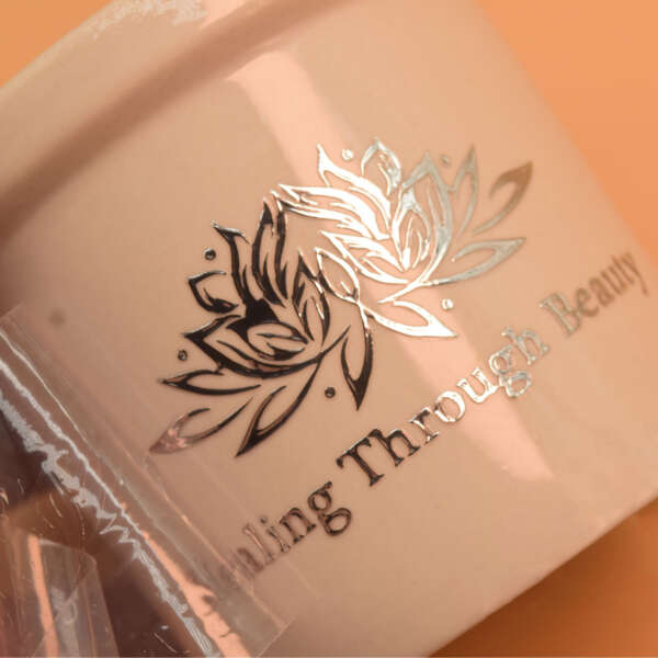 Metallic letter labels with 3D logo transfer effect