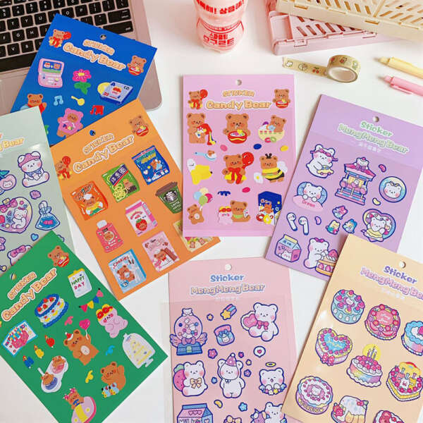 Cute character sticker sheet for retail packaging