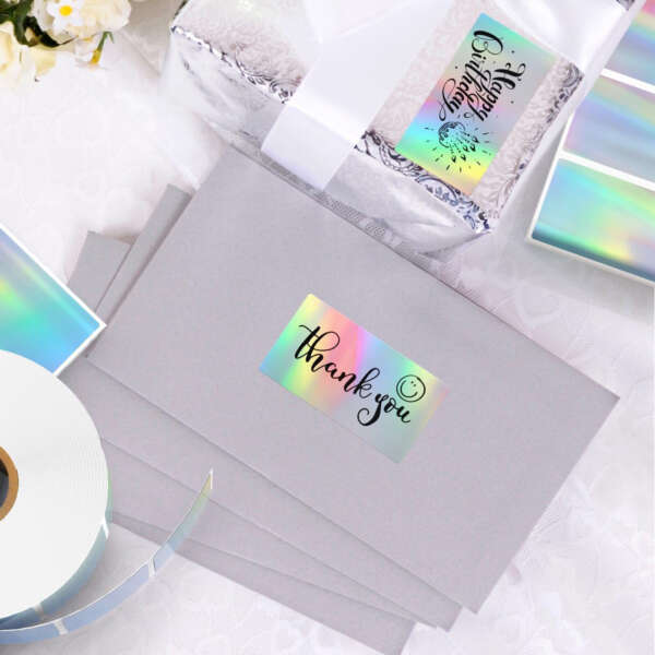 Self adhesive rainbow thermal sticker label roll