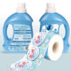 Custom printed laundry liquid packaging label
