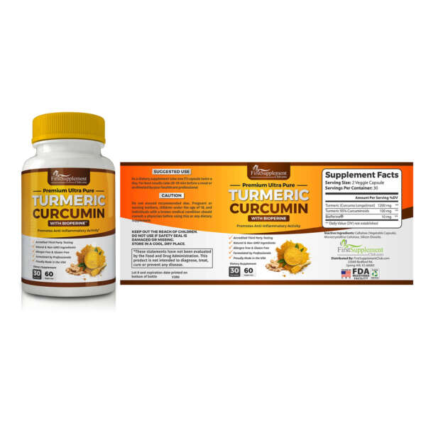 Custom supplement bottle label for capsule packaging