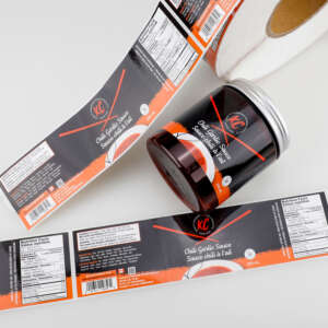 Metallic food container label rolls