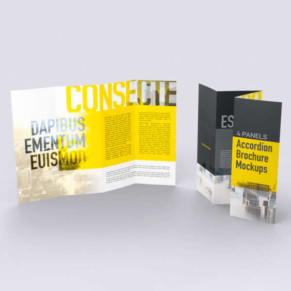 A4 A5 A6 folded trifold brochure leaflet flyer booklet printing front view