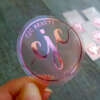 Clear vinyl round logo sticker for product packaging