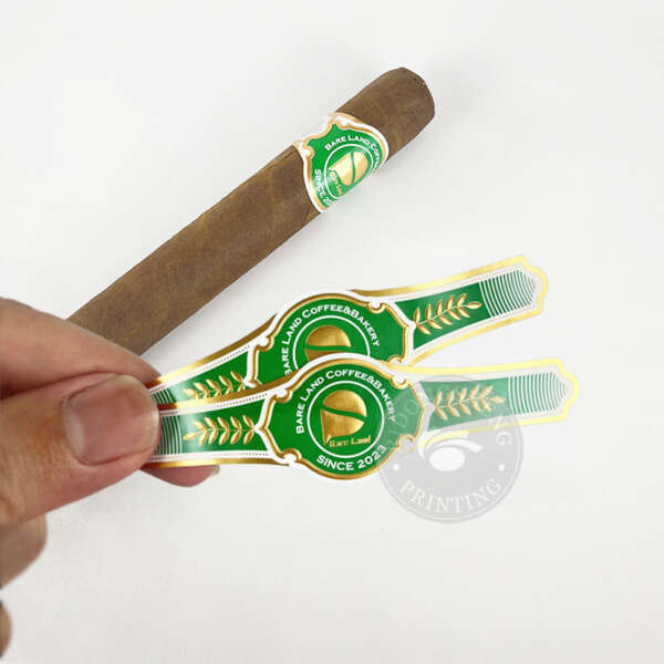 gold foil embossed custom cigar band ring label sticker embossed detail view