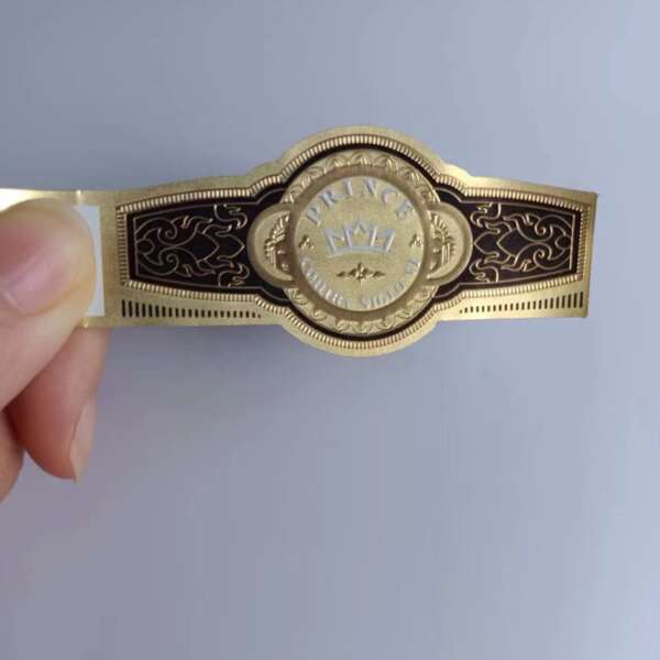 glossy silver paper embossed private brand cigar ring label bulk cigar packaging use