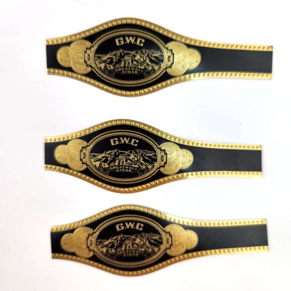gold foil art paper embossed cigar ring band label custom logo option