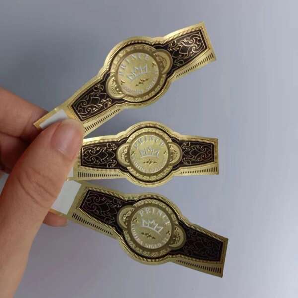 glossy silver paper embossed private brand cigar ring label front view
