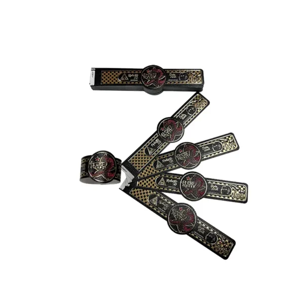 grained paper gold foil embossed UV printed cigar band label front view