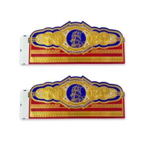 hot stamping die cut embossed gold cigar band sticker front view