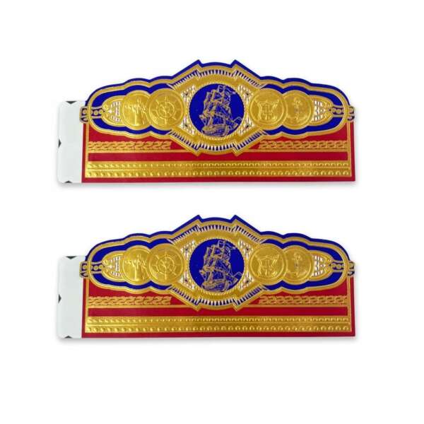hot stamping die cut embossed gold cigar band sticker front view
