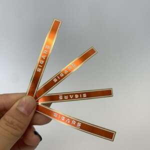 glossy silver gold paper embossed private brand cigar label front view